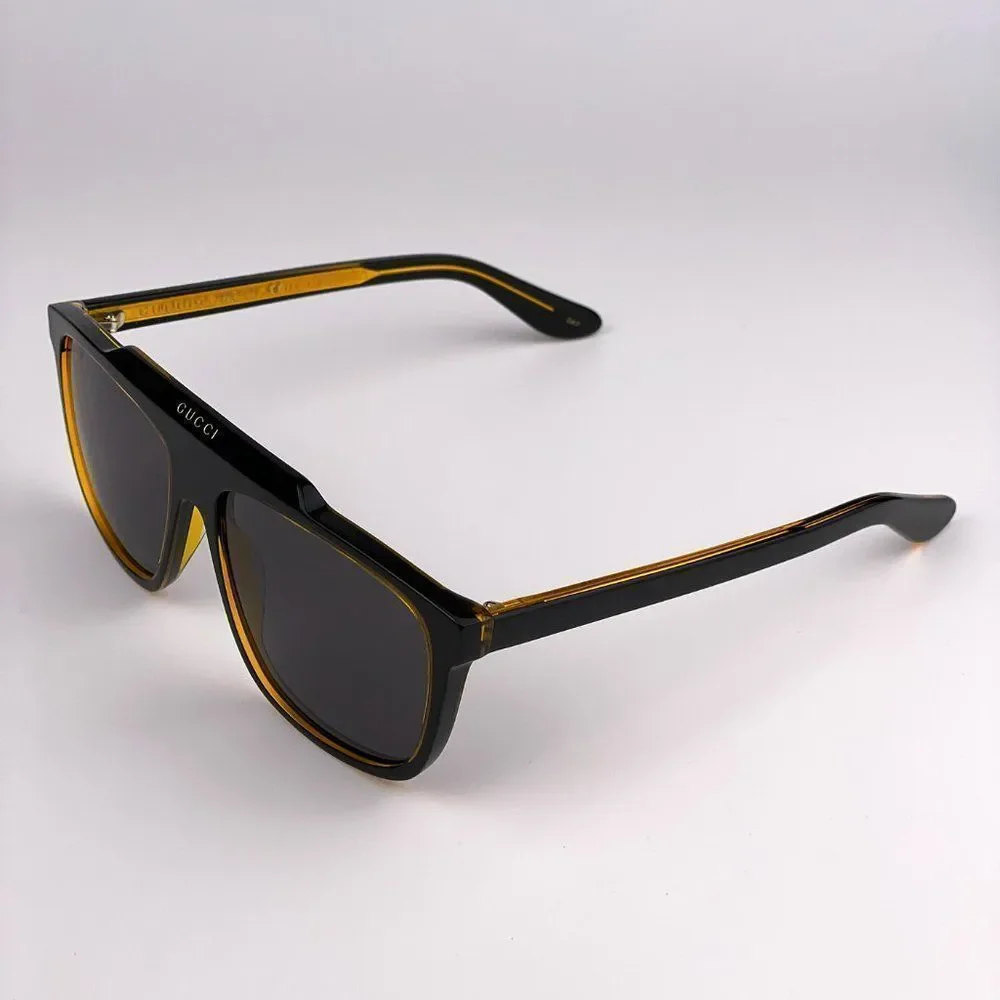 GUCCI GG1039S 001 Sunglasses Aviator Black Yellow Men